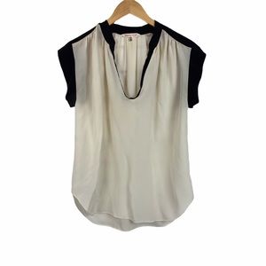 Rebecca Taylor ivory and black silk blouse